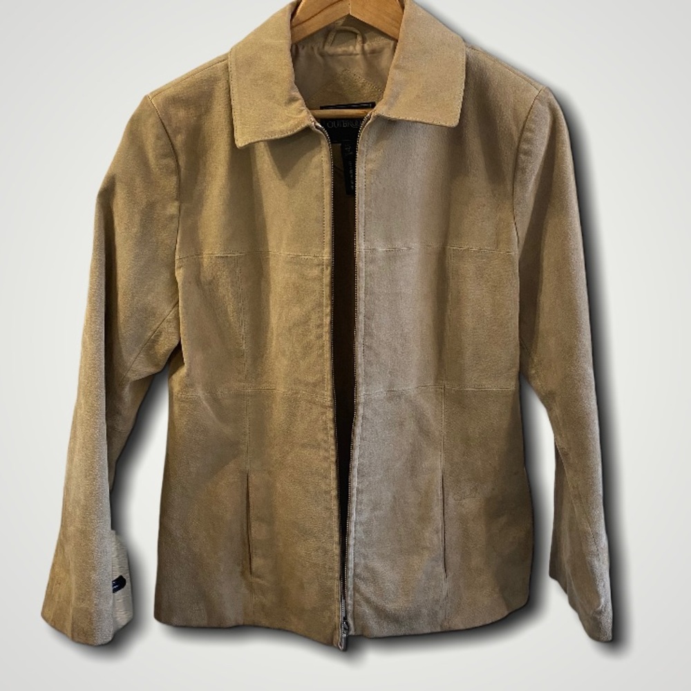 Vintage Outbrook beige cell leather patchwork jacket